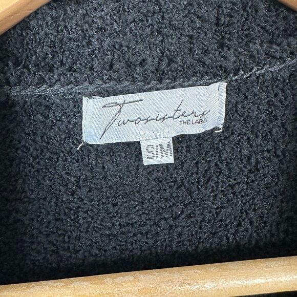 Twosisters The Label Apollo Open Front Long Cardigan Sherpa Teddy Knit Black S/M - Picture 9 of 10